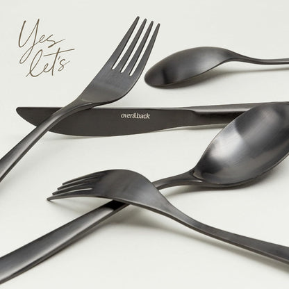 over&back 20pc Curved Flatware Cutlery Set - Comes with 4 Dinner Forks, 4 Salad Forks, 4 Dinner