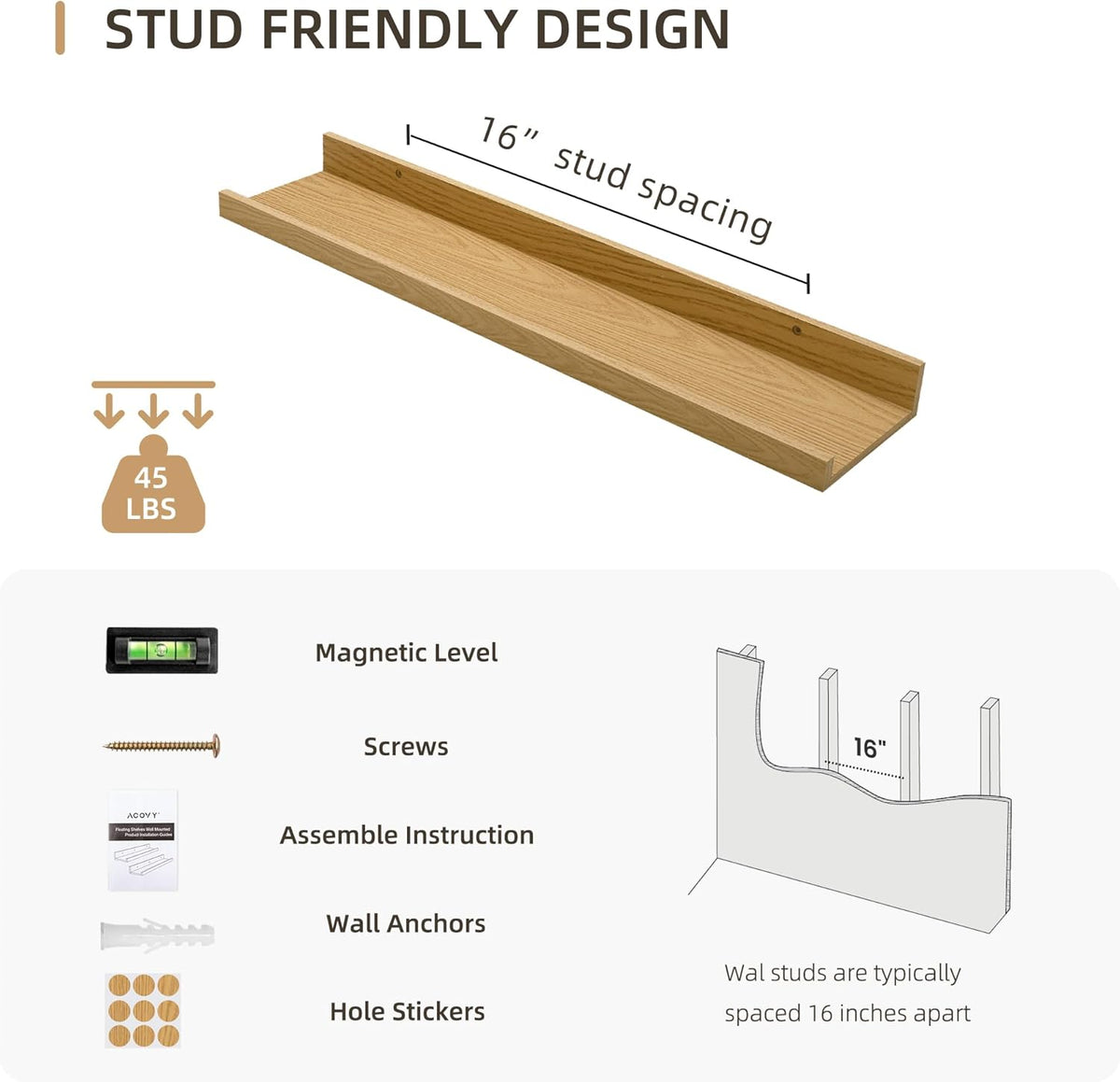 Picture Ledge Shelf, Wood Floating Shelves Set of 4, 24 inch Picture Ledge Shelves, Photo Ledge