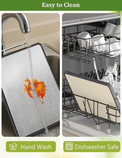 Titanium Cutting Boards for Kitchen, 2 in 1 Metal Cutting Board for Chopping Meat/Vegetables