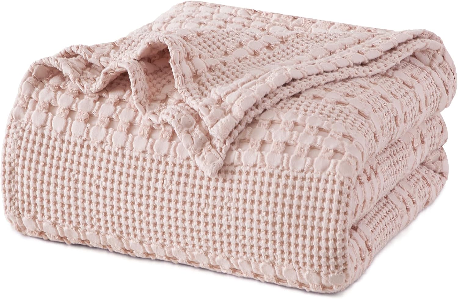 PHF 100% Cotton Waffle Weave Blanket Queen Size, Soft Lightweight Breathable Cozy Summer Blankets