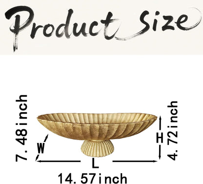 14.5" Large Decorative Long Bowl decor - Fluted Scalloped Decorative Bowls for Home Decor - Ruffle