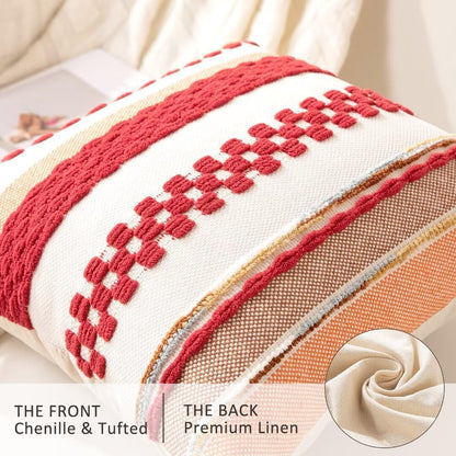 Boho Throw Pillow Covers 18x18 Set of 2 Christmas Decorative Cushion Case Striped Square Pillows