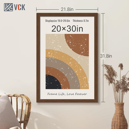 VCK 20x30 Brown Poster Frame 3 Pack, Wood Picture Frame with Exclusive Wood Grain, Wall Mounting