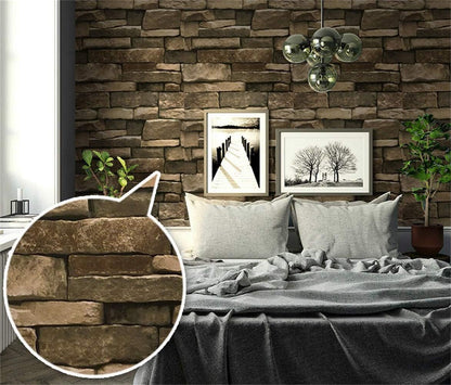 TUOKING Peel and Stick Stone Wallpaper Self-Adhesive Removable Wallpaper Home Decoration for