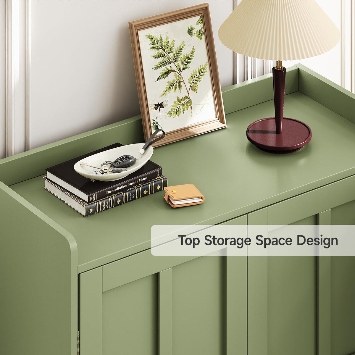 ComfyCorner Shoe Cabinet with Cross Molding Doors, 6-Tier Storage, Green