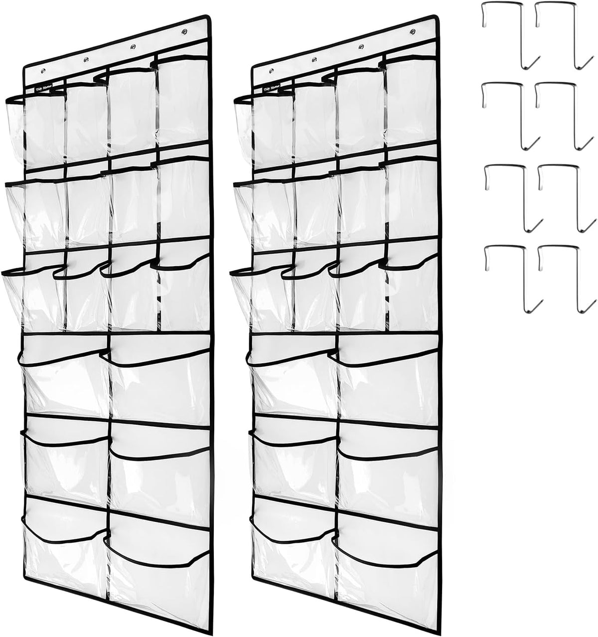 2 Pack Extra Large Hanging Crystal Clear Over Door Shoe Organizers, Closet Shoe Rack Organizer
