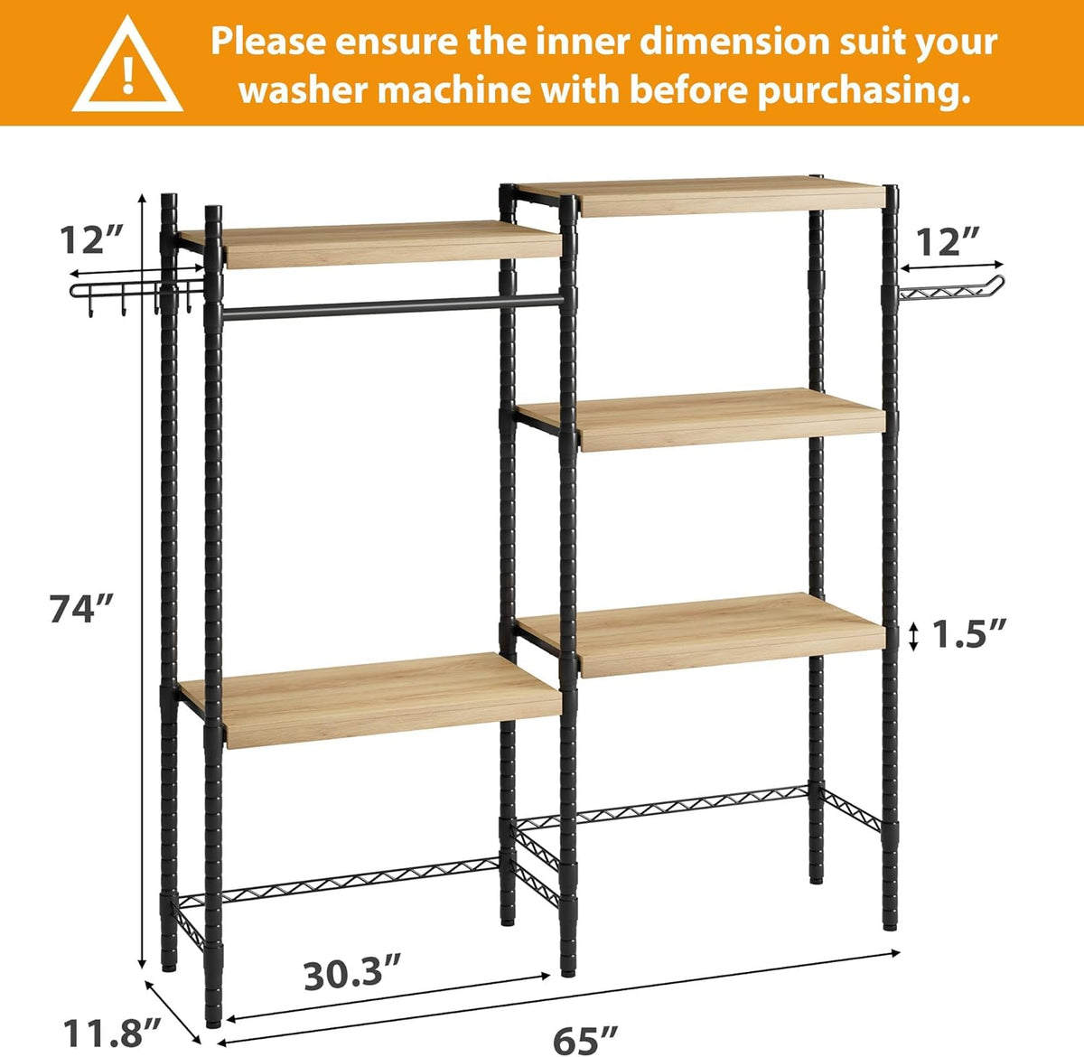 Double Row Over Washer and Dryer Storage Shelves, Laundry Room Organization and Storage, Heavy Duty