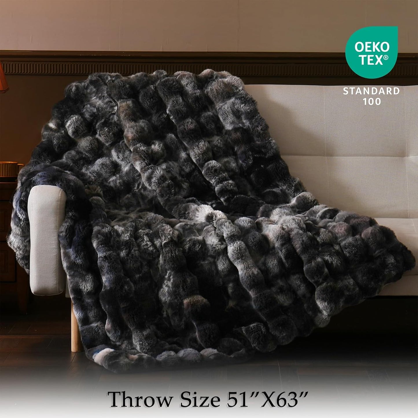 BENVWE Fluffy Faux Fur Throw Blanket for Couch, Soft Plush Thick Cozy Fuzzy Luxury Minky Bubble