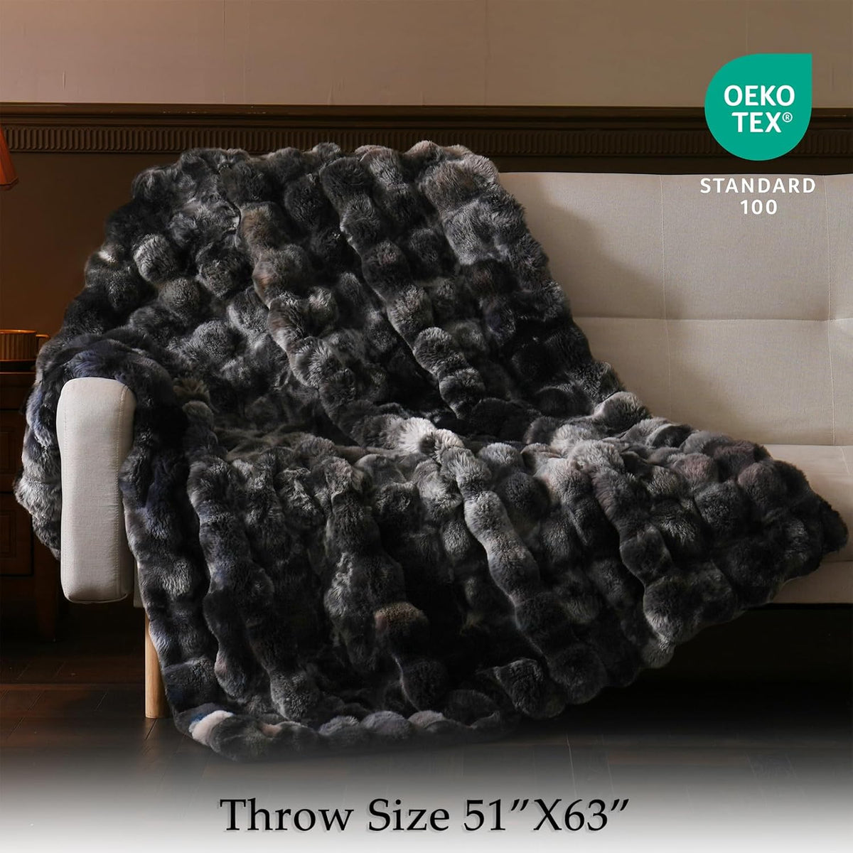 BENVWE Fluffy Faux Fur Throw Blanket for Couch, Soft Plush Thick Cozy Fuzzy Luxury Minky Bubble