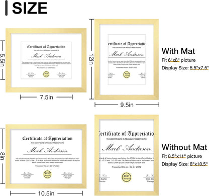 Vittanly 8.5x11 Picture Frames Set of 9, Shatter Resistant Plexiglass, Display 6x8 Pictures with