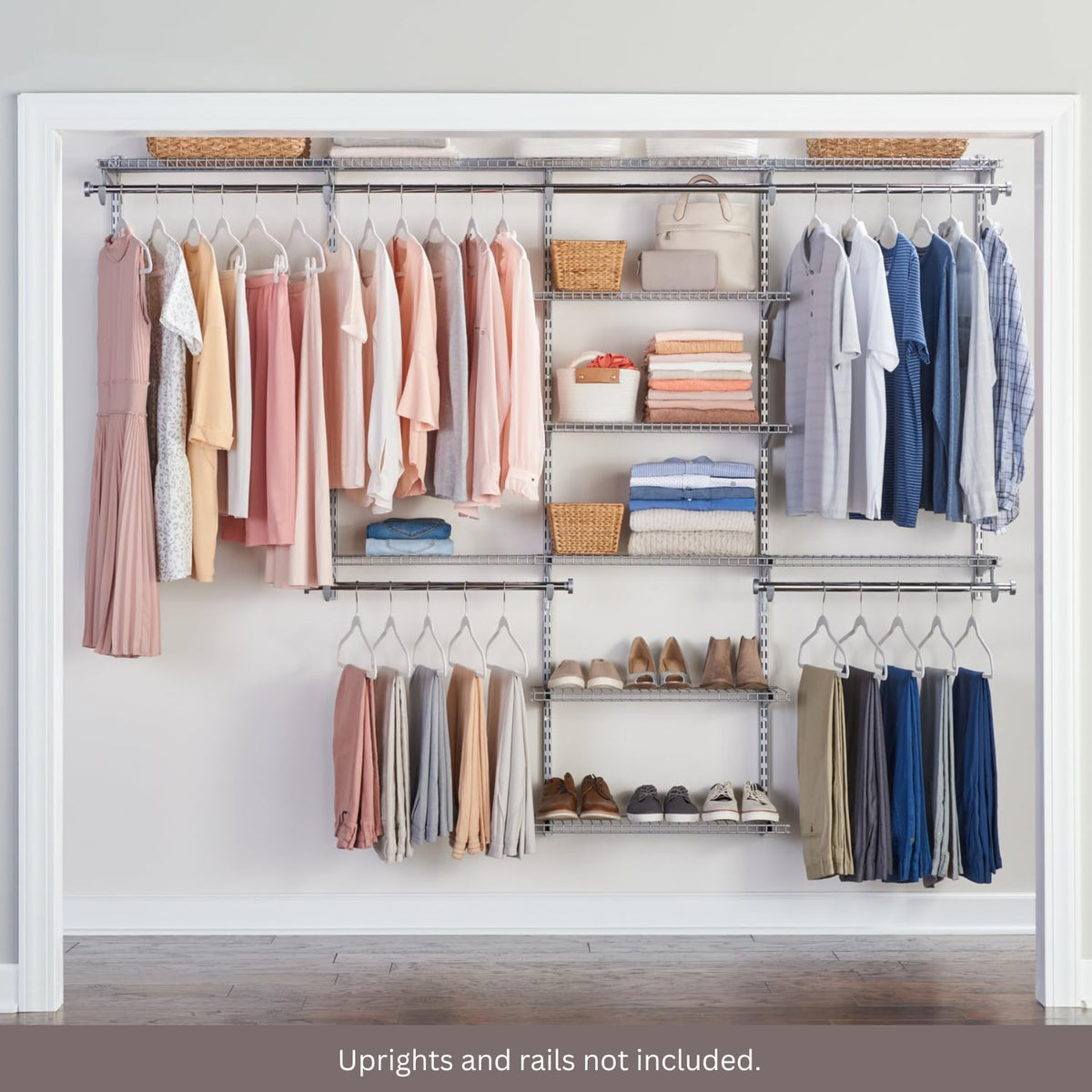 Rubbermaid Configurations Closet Shelves & Hanging Kit (2) 26" Shelves Titanium Custom Pantry