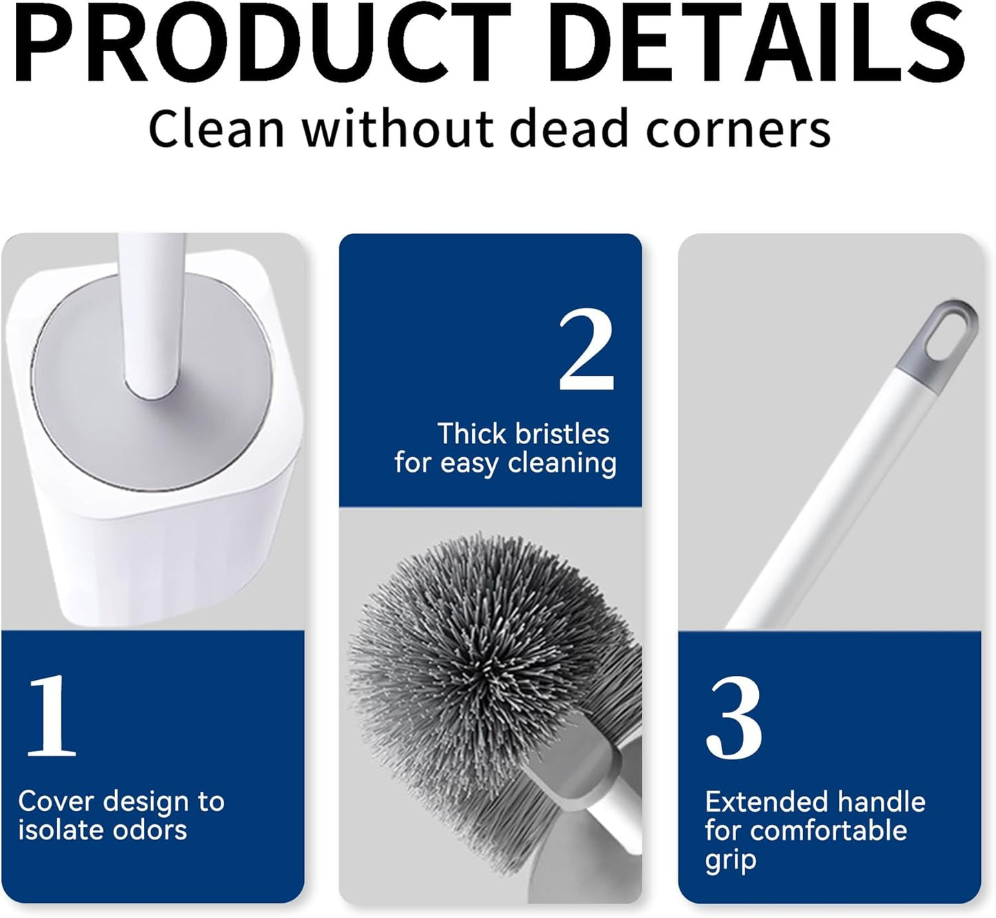 Toilet Brush & Holder Set, Lightweight Plastic Handle, Space Saving for Storage, Deep Cleaning