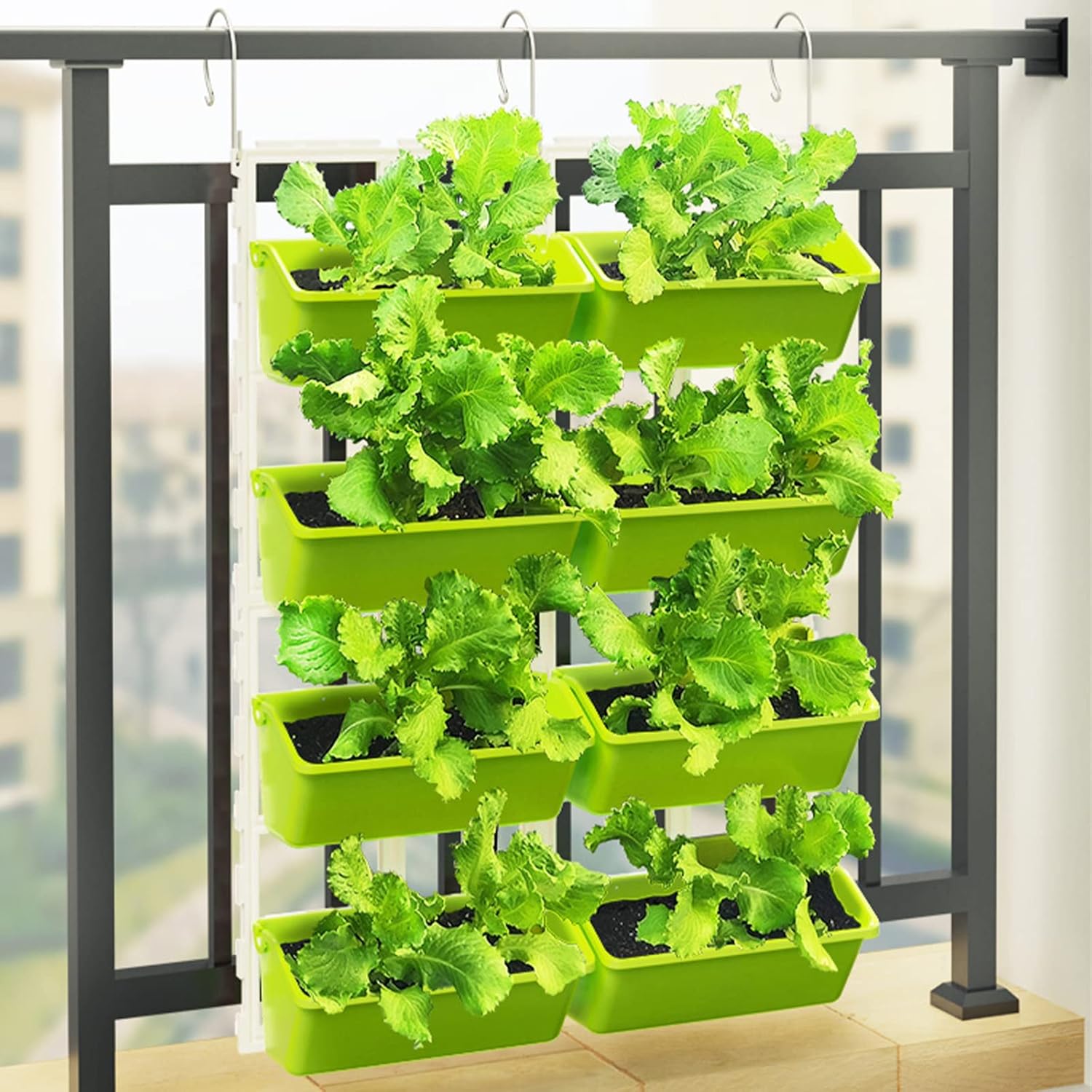 8 Pockets Vertical Planters,Wall Mounted Plastic Plant Grow Pots,Wall Pocket Planters for