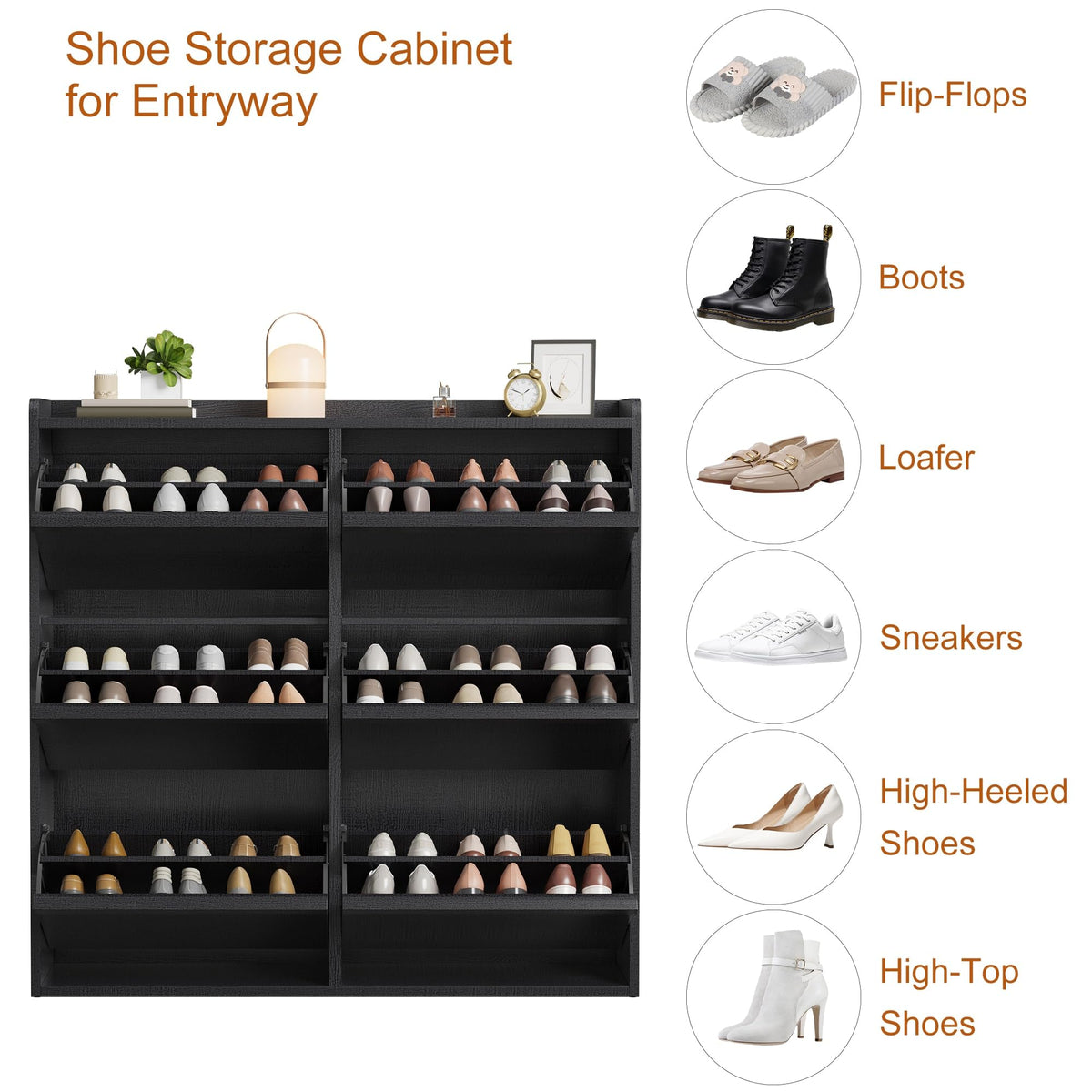 GarveeHome Shoe Cabinet with 6 Flip Drawers, Wooden Shoe Organizer Cabinet with Adjustable Shelf