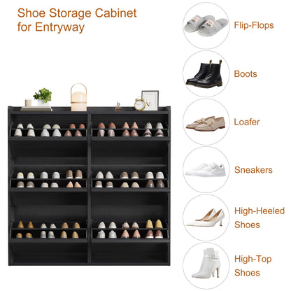 GarveeHome Shoe Cabinet with 6 Flip Drawers, Wooden Shoe Organizer Cabinet with Adjustable Shelf