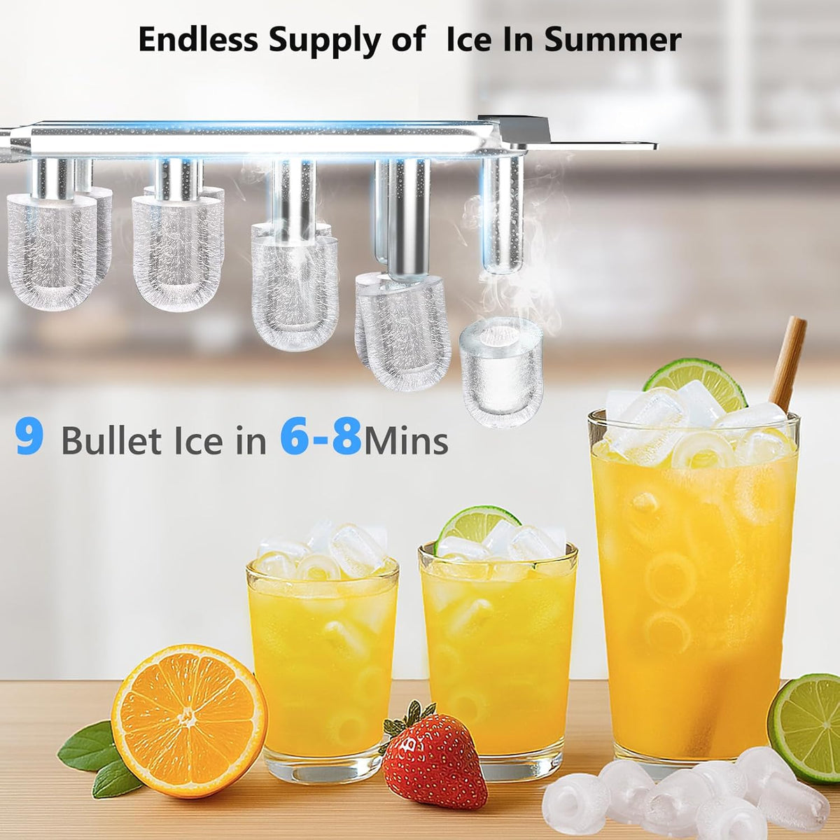 Water Dispenser with Ice Maker Function, Top Loading Hot and Cold Water Cooler for 5 Gallon Bottle
