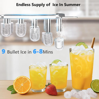 Water Dispenser with Ice Maker Function, Top Loading Hot and Cold Water Cooler for 5 Gallon Bottle