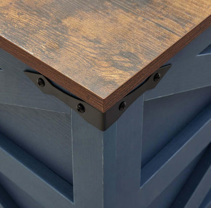 Blue Coffee Table with Storage, Cocktail Table with Hinged Lift Top, Farmhouse Square Wood Center