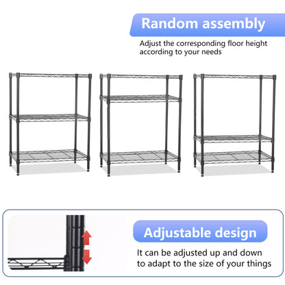FDW Wire Shelving Units Adjustable Metal Storage Rack 23D x 13W x 30H 3 Tier Pantry Shelves NSF