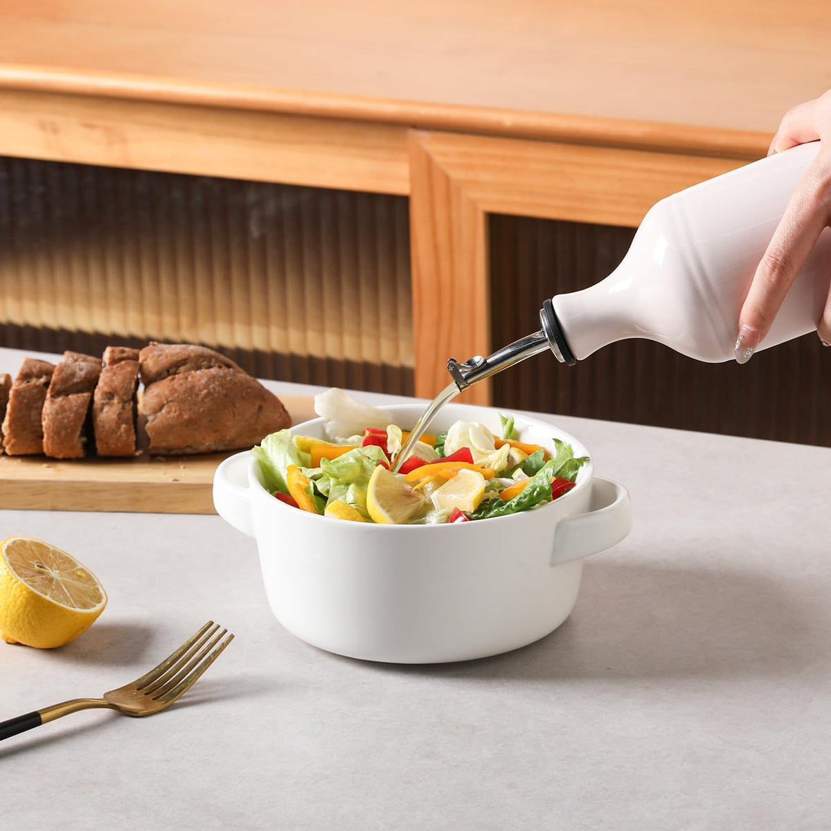 Sweejar Ceramic Olive Oil Dispenser Bottle, Opaque Oil Cruet Protects to Reduce Oxidation, Suitable