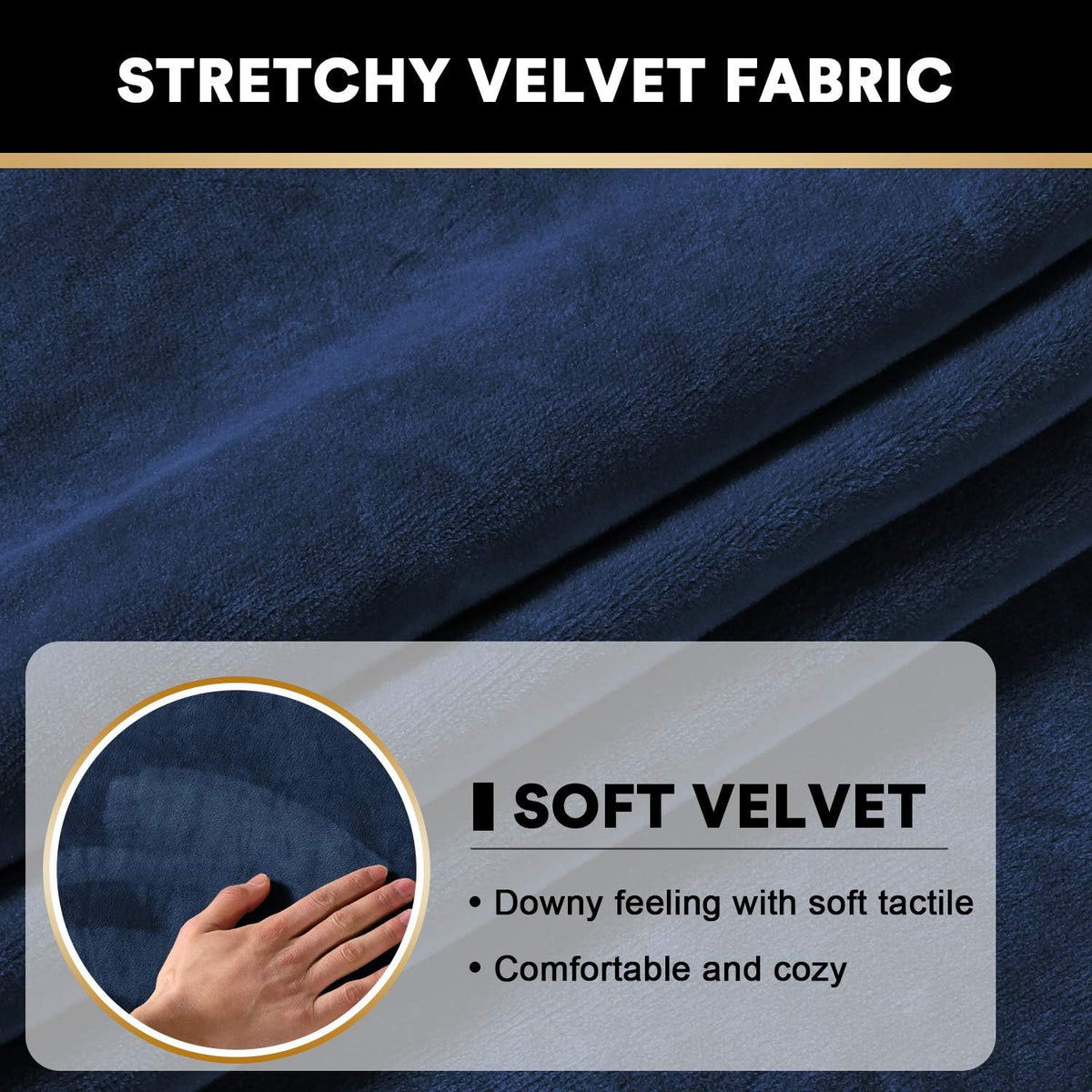 PrinceDeco Couch Cushion Covers, Stretch Washable Sofa Cushion Cover, Fitted Sofa Slipcover Velvet