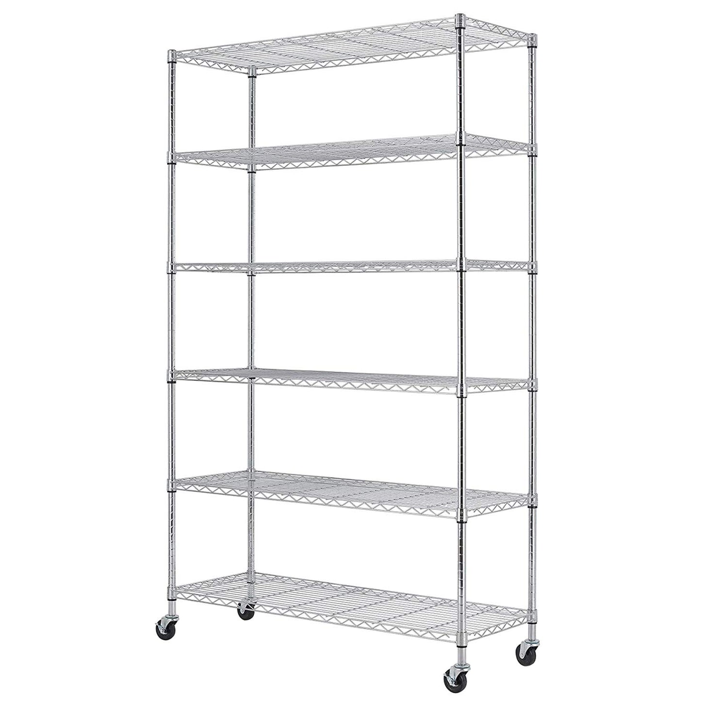 FDW 18x45x82 inch Wire Shelving Unit with Wheels Steel 6 Tier Heavy Duty Layer Rack Storage Metal
