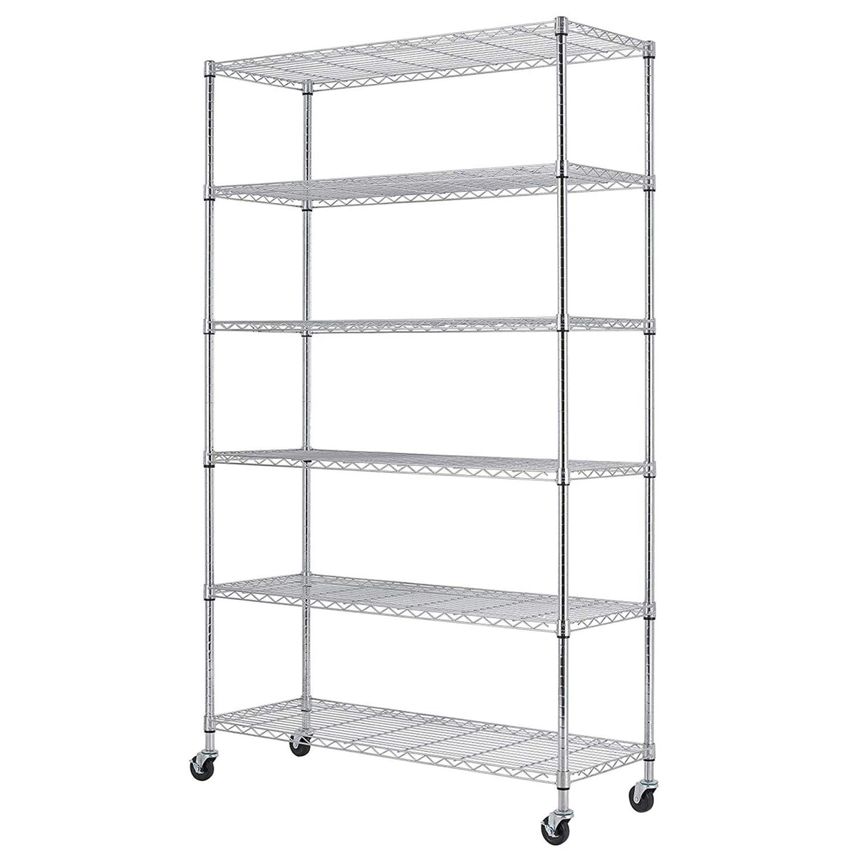 FDW 18x45x82 inch Wire Shelving Unit with Wheels Steel 6 Tier Heavy Duty Layer Rack Storage Metal