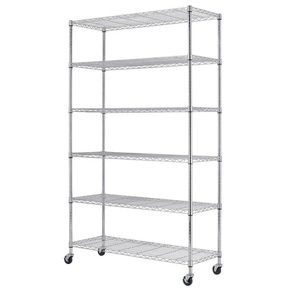 FDW 18x45x82 inch Wire Shelving Unit with Wheels Steel 6 Tier Heavy Duty Layer Rack Storage Metal