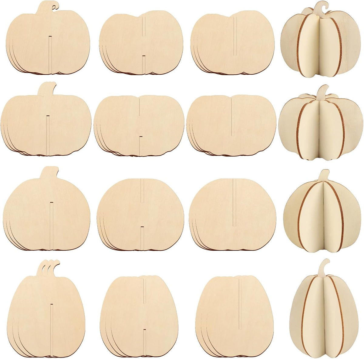 COCHIE DIY Fall 3D Pumpkins Wood Crafts to Paint for Kids Adults, Paintable Unfinished Wooden