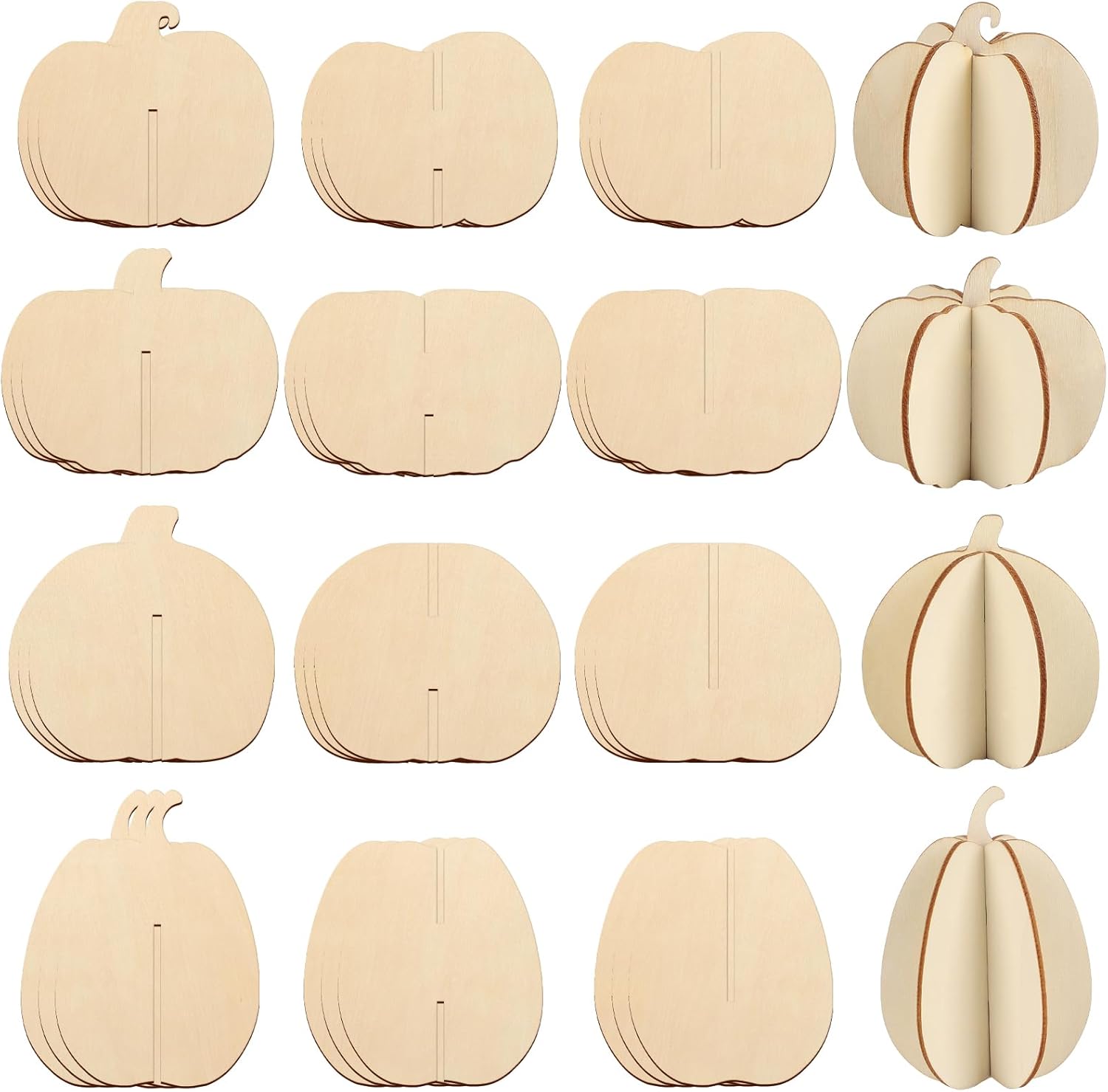 COCHIE DIY Fall 3D Pumpkins Wood Crafts to Paint for Kids Adults, Paintable Unfinished Wooden