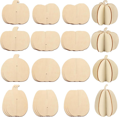 COCHIE DIY Fall 3D Pumpkins Wood Crafts to Paint for Kids Adults, Paintable Unfinished Wooden
