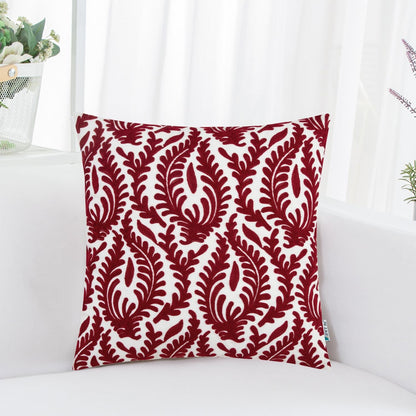 HWY 50 Burgundy Red Decorative Throw Pillow Covers 18x18 Inch (1 Piece), Embroidered Cotton