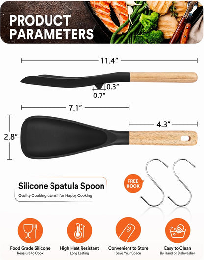 Cooking Spoon for Nonstick Cookwares, Great for Cooking and Serving Sturdy BPA-Free Matte Silicone