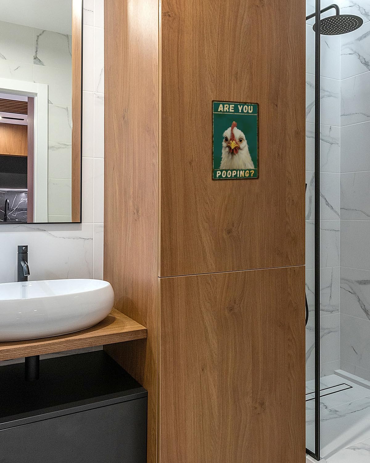 ALKB Chicken Metal Sign for Bathroom Decor - 8x12 Inch Are You Pooping Vintage Chicken Sign Gifts