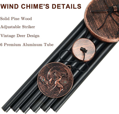 Wind Chimes for Outside, Deer Deep Tone Vintage Wind Chime Outdoor Clearance