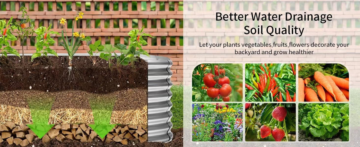 Land Guard 24“ Tall Galvanized Raised Garden Bed Kit, Galvanized Planter Garden Boxes Outdoor, Oval