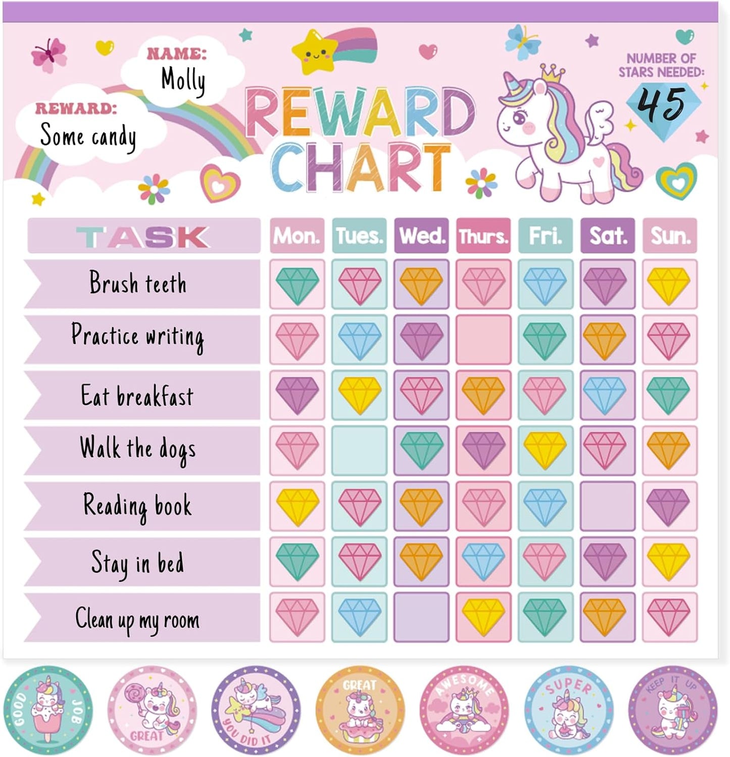 Reward Chart for Kids,Magnetic Behavior Chore Chart for Kids at Home,26 Little Hose Chore