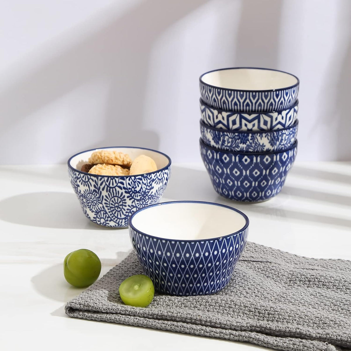 Selamica Ceramic 8oz Bouillon Cups 4 Inch Small Bowls, Dessert bowls for Soup Dipping Sauce Coffee