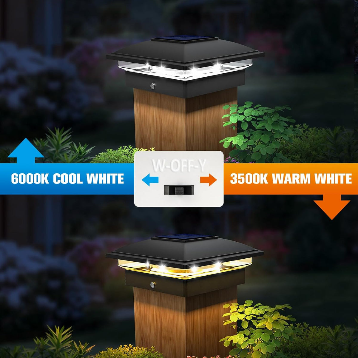 VOLISUN Solar Post Cap Light Outdoor Waterproof 12pack,Solar Fence - Post Lights for 4x4 5x5 6x6