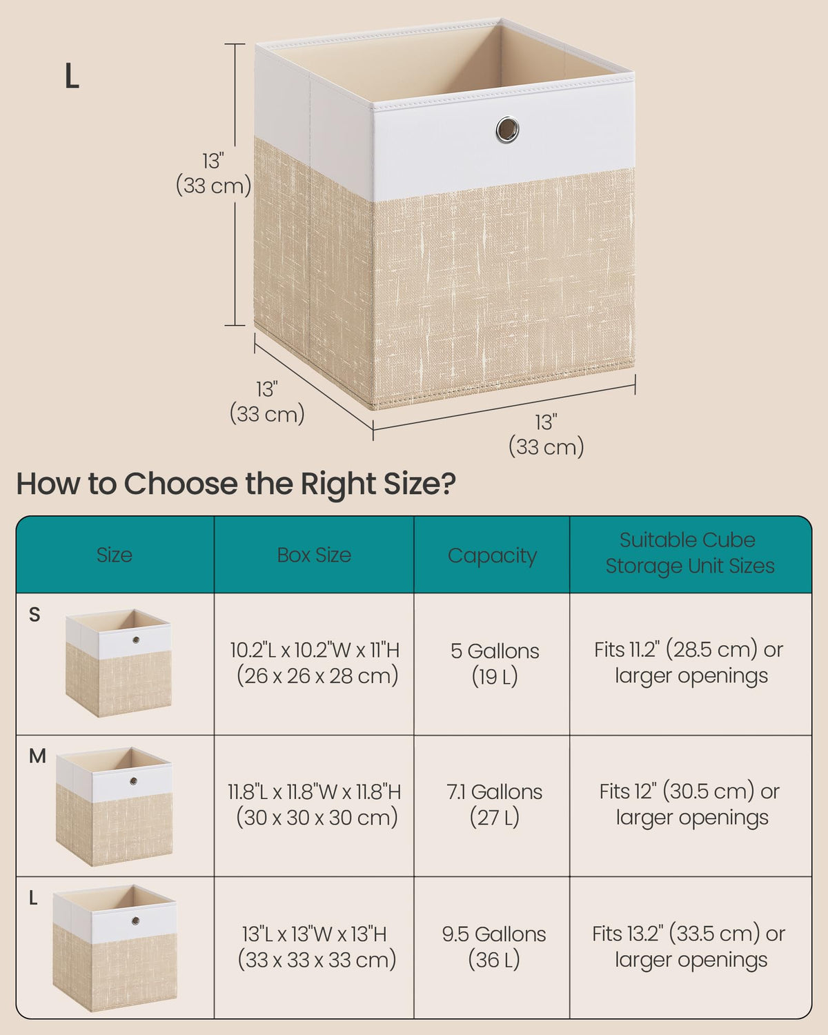 SONGMICS Storage Cubes, Set of 6 Foldable Fabric Storage Boxes, Cube Organizer Boxes with Handles