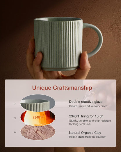 famiware Coffee Mug Set for 6, Star 12 oz Catering Mugs Cup Set with Handle for Coffee, Tea, Cocoa