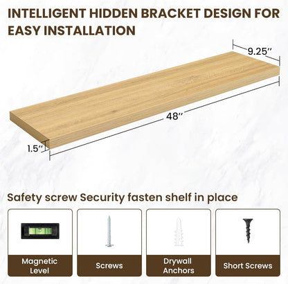 48 Inch Floating Shelves, 12 Inch Deep Floating Shelves for Wall, Large Floating Shelf with