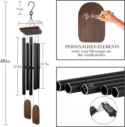 48" Large Wind Chimes for Outside Deep Tone, Wood Wind Chimes Outdoor Clearance, Memorial Gifts for