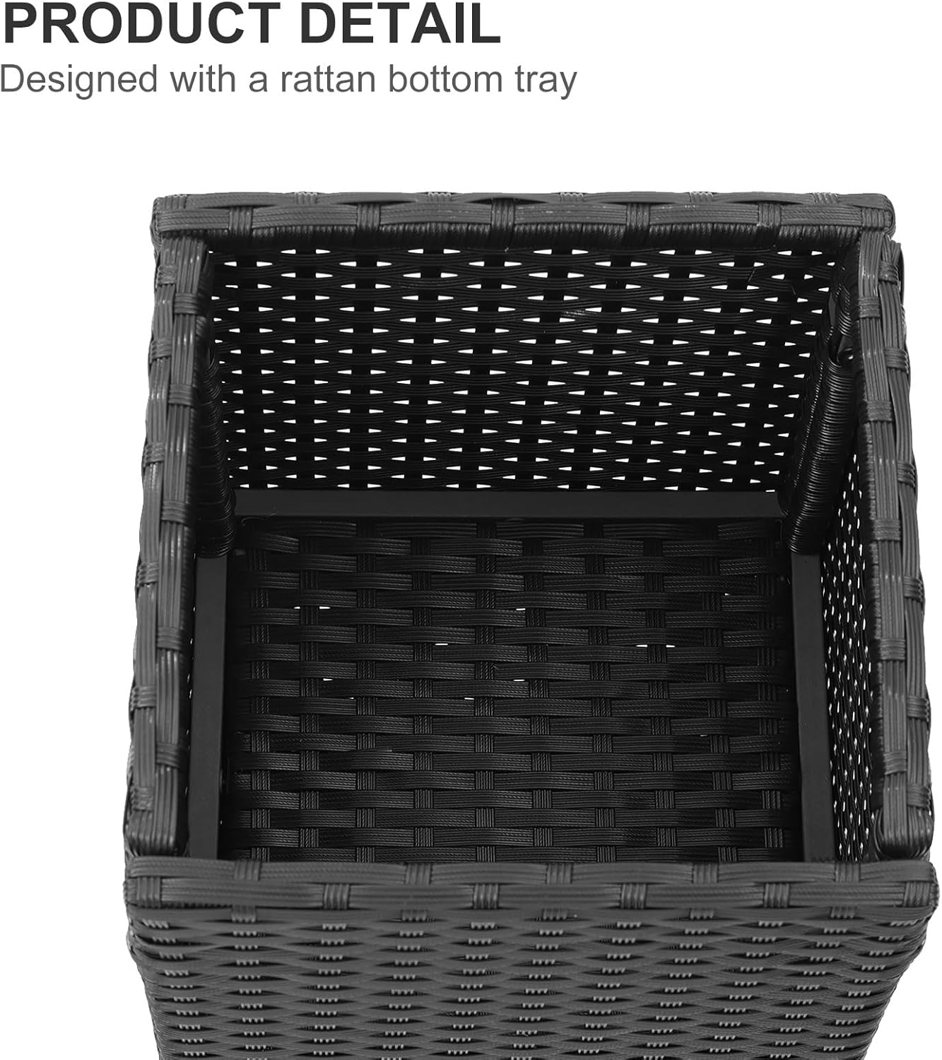 SUNNYPARK 2 Pack Tall Planters for Outdoor Plants Rattan Modern Tall Square Planter Box with
