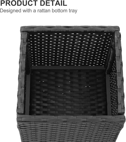 SUNNYPARK 2 Pack Tall Planters for Outdoor Plants Rattan Modern Tall Square Planter Box with