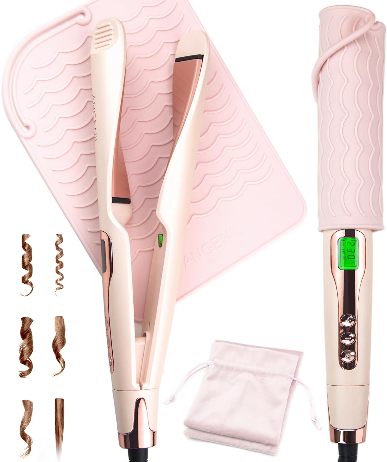 ANGENIL Pro Twist Flat Iron Hair Straightener, 2 in 1 Straightener and Curling Iron for Women