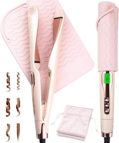 ANGENIL Pro Twist Flat Iron Hair Straightener, 2 in 1 Straightener and Curling Iron for Women