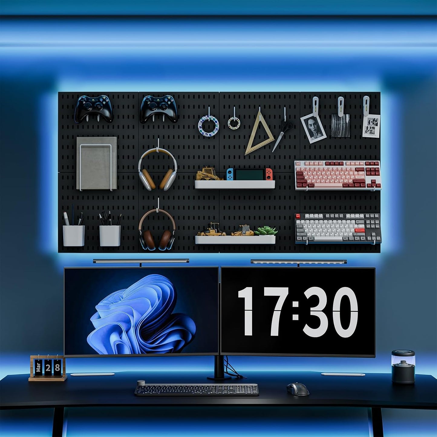 Pegboard Combination Kit, 25.2" x 50.4" Wall Mounted Storage Set with 8 Pegboards & 40 Accessories