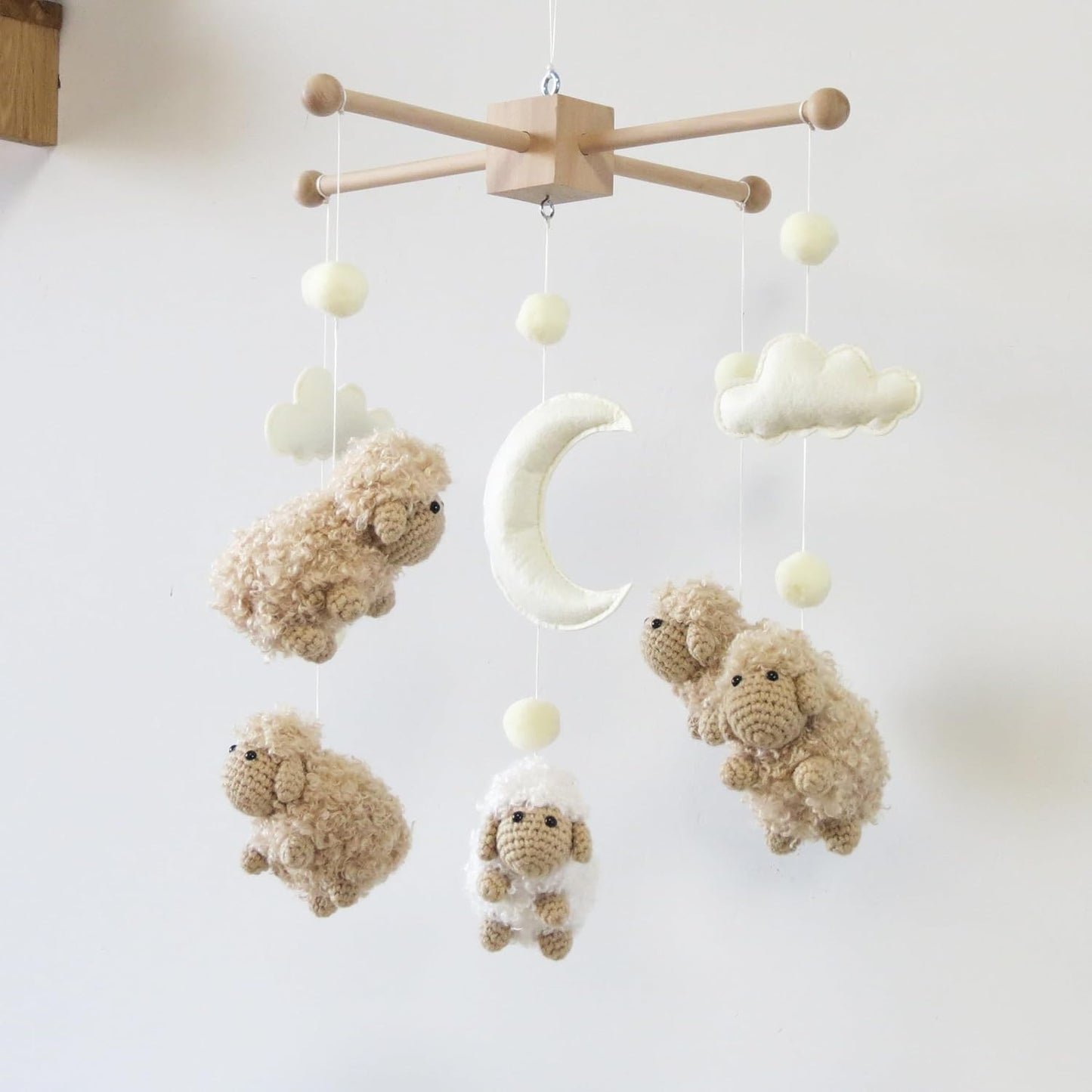 Sheep Crib Mobile Neutral Baby Mobile for Crib Sheep Baby Crib Mobile for Girls Boys Boho Nursery