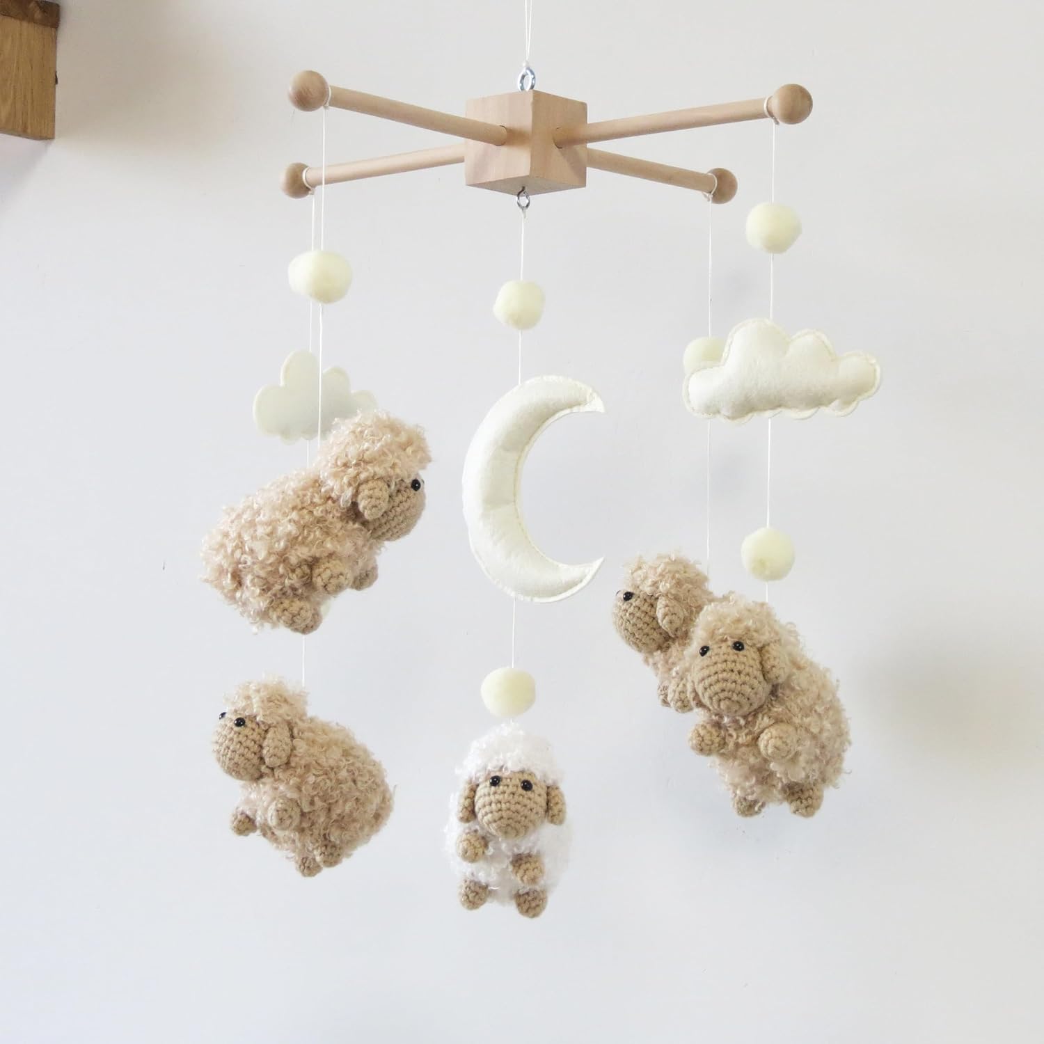 Sheep Crib Mobile Neutral Baby Mobile for Crib Sheep Baby Crib Mobile for Girls Boys Boho Nursery